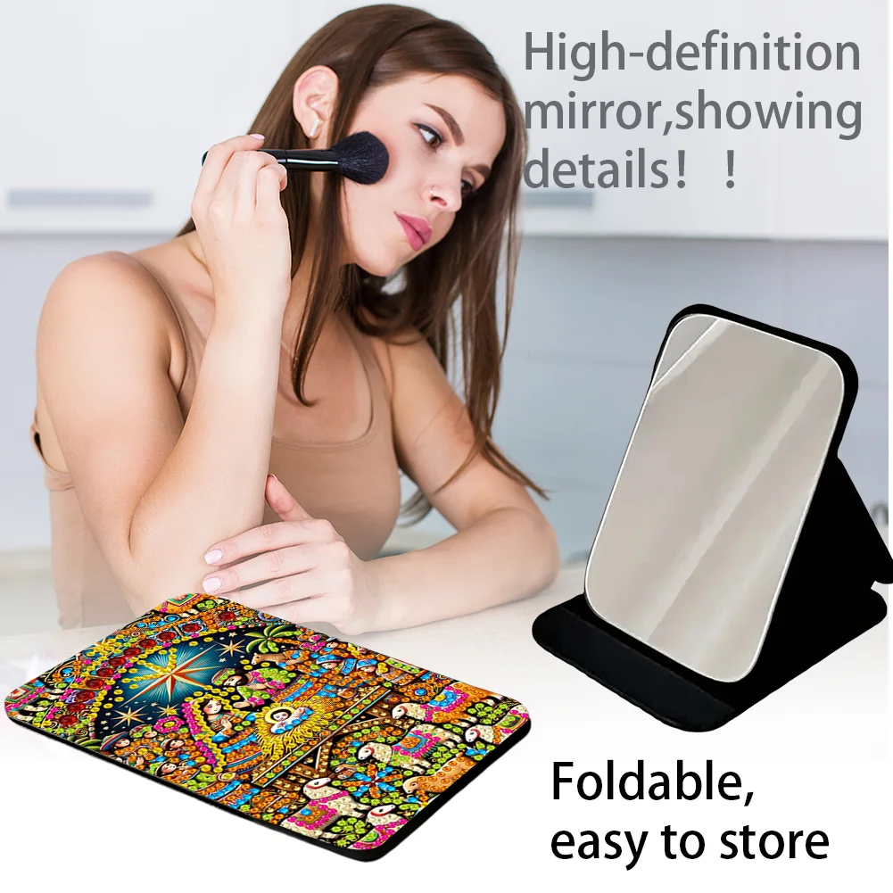 DIY Diamond Art Shiny Crystal Mirror Lightweight Standing Makeup Mirror (Prayer)