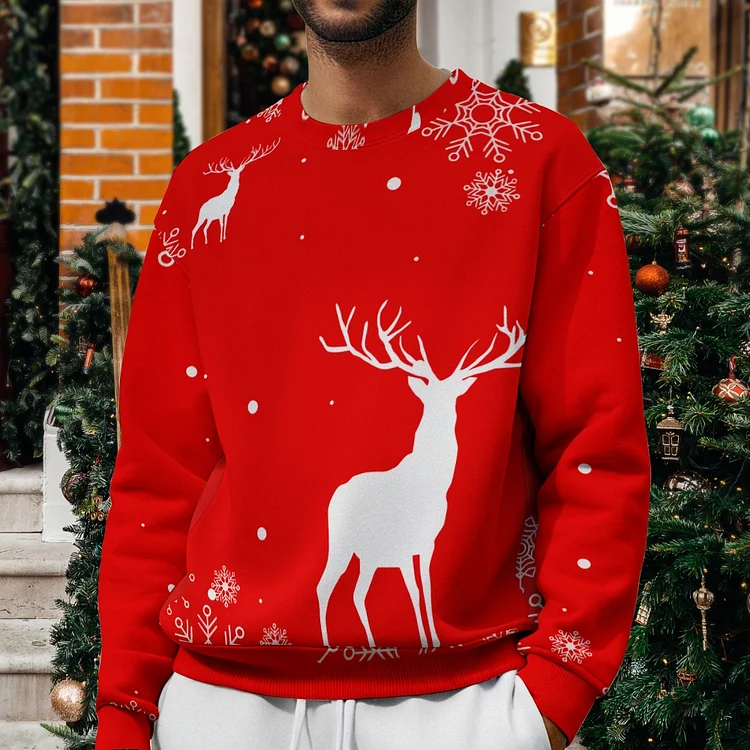Limited Christmas Red Men's Casual Printed Long Sleeve Sweatshirt