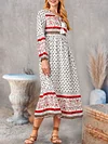 V-Neck Women Weaving Dress Daytime Boho Paneled Weaving Dress