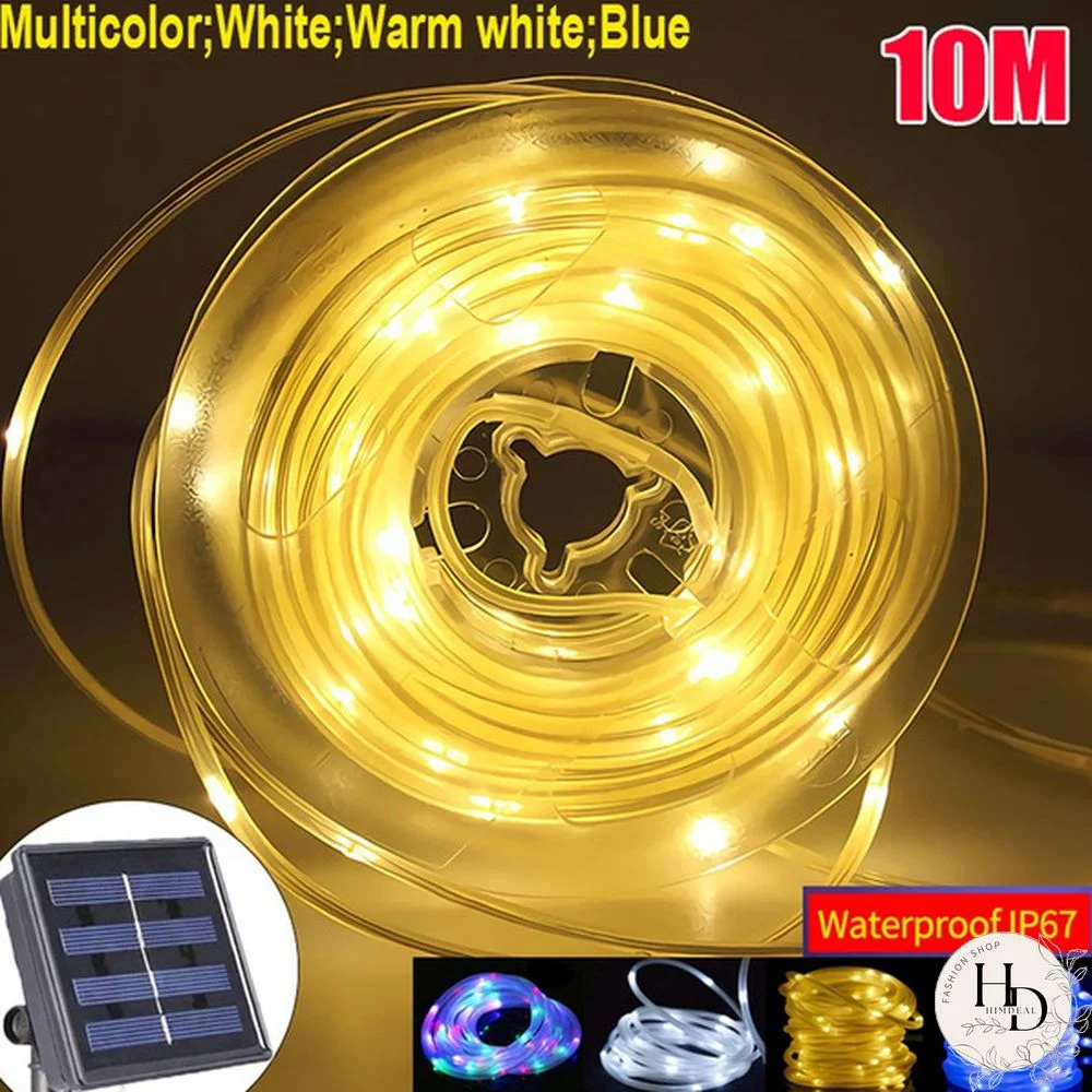 10M 100LED Solar Rope Tube for Garden Lights Waterproof IP67 50LED Solar Powered Lamp Christmas Wedding Lamp Outdoor String Light