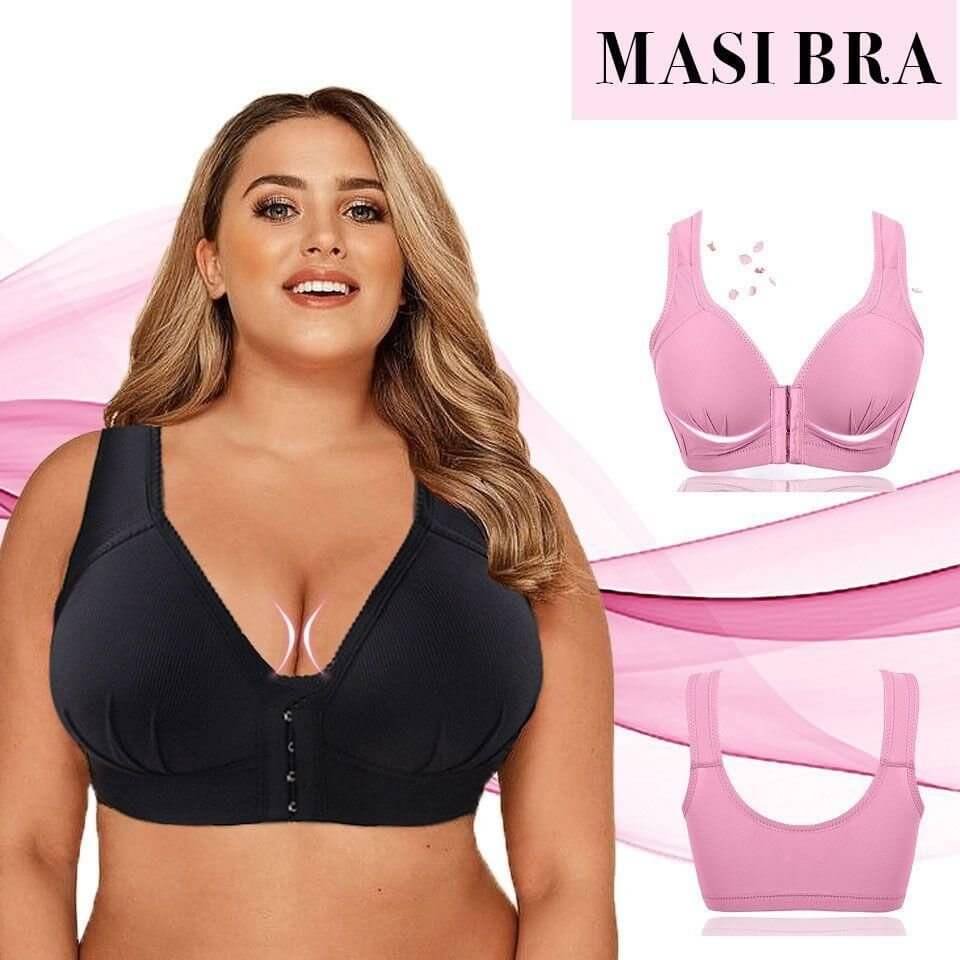 MASI BRA – Plus Size Front Closure Elastic Push Up Comfort Bra