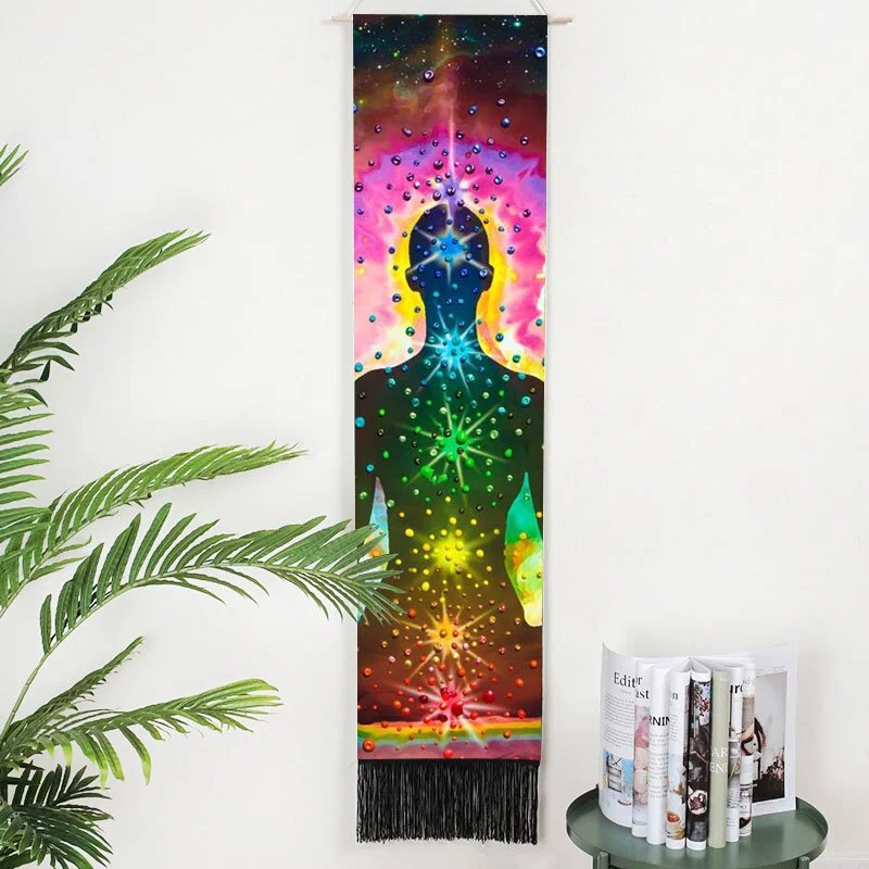 Moon Phase Tapestry Wall Hanging Lunar Eclipse Cycle Tassel Carpet Sun Moon Tapestries Bohemian Psychedelic Wall Decoration