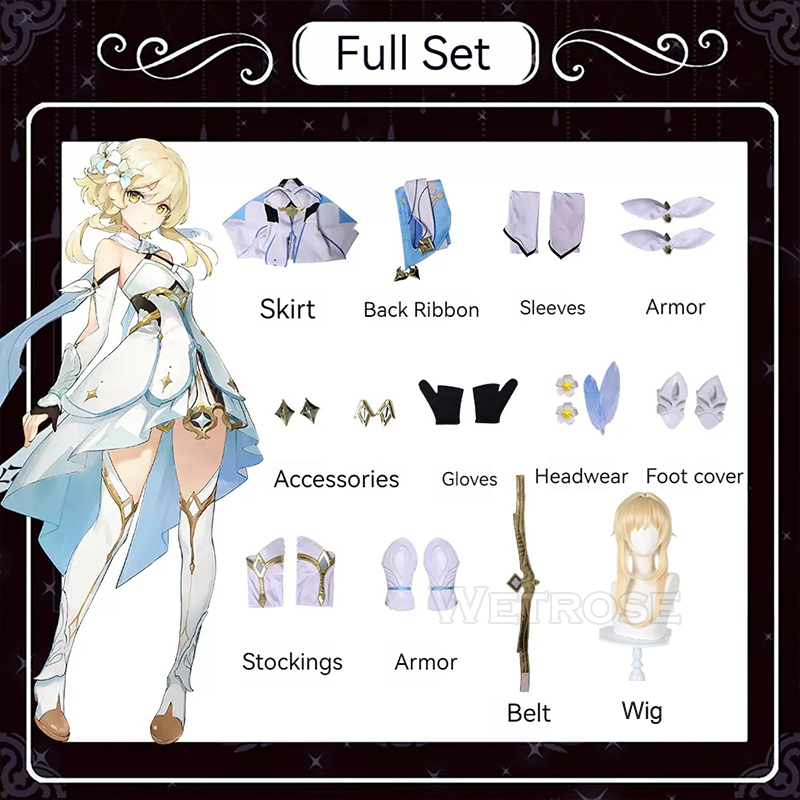 [Wetrose] In Stock SSR Lumine Genshin Impact Cosplay Costume Wig Full Set