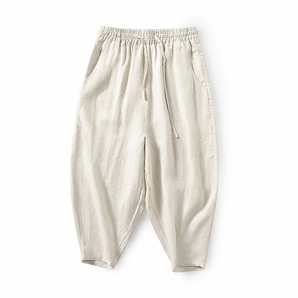 Linen Pants Men 100% Linen Mid Waist Harem Trousers Lightweight REAL SILK LIFE