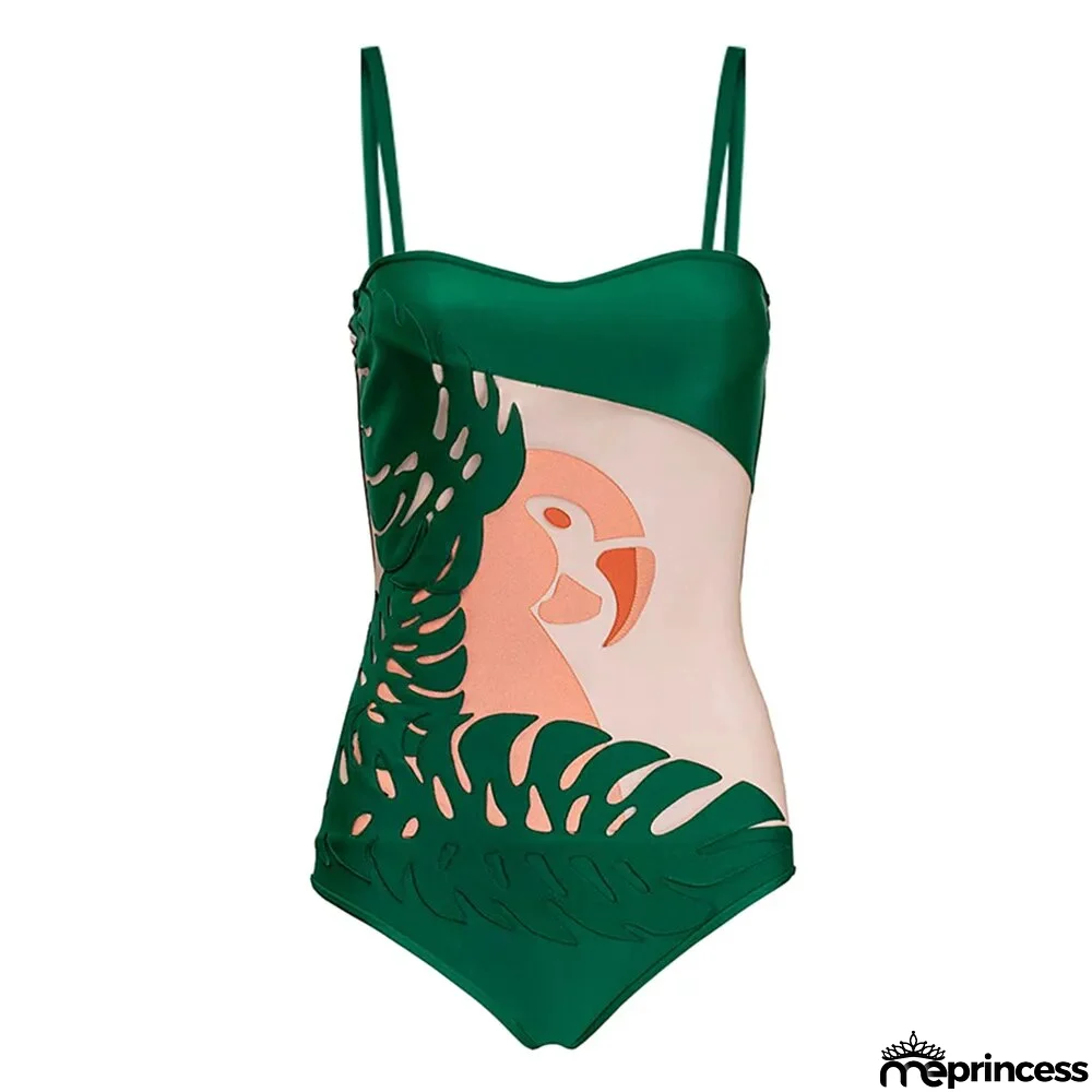Women's Spandex Square-Neck Hollow Out Slim Backless One Piece