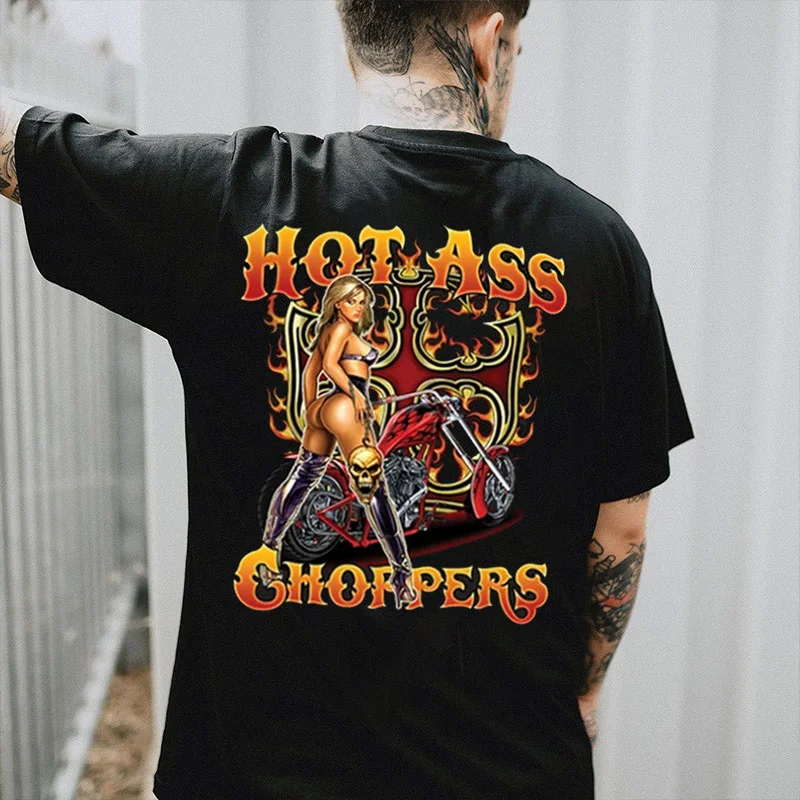 HOT ASS CHOPPERS Sexy Motorcycle Lady Print Men's T-shirt