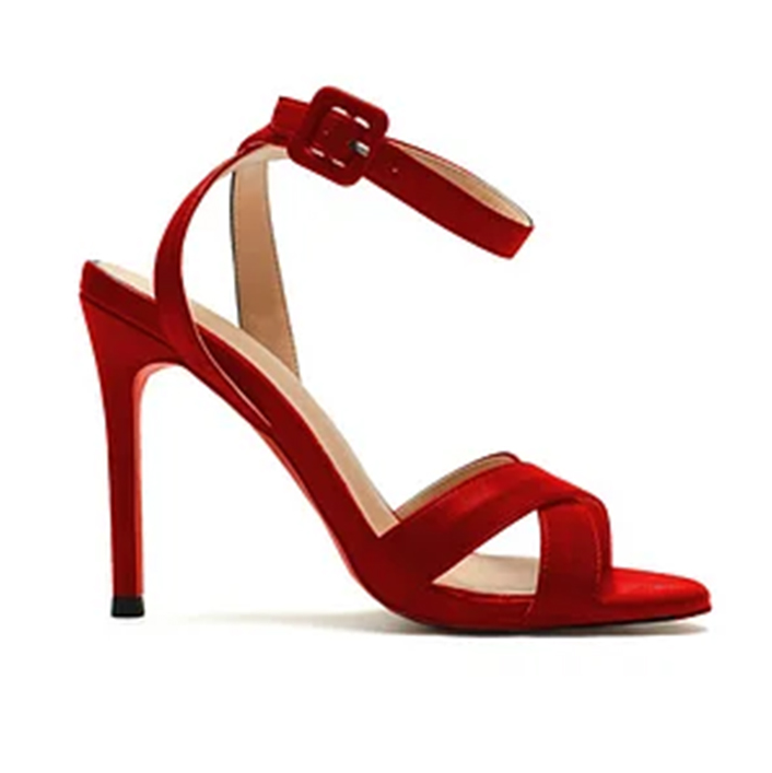 100mm Women's Ankle Strap Stiletto High Heel Dress Red Bottoms Sandals-MERUMOTE