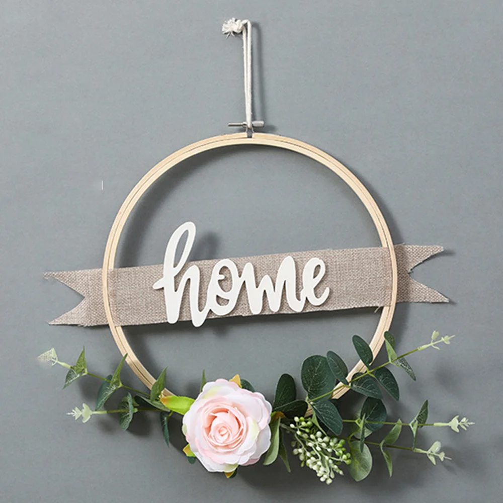 Simulation Eucalyptus Leaf Bamboo Circle Festive Decoration Garland