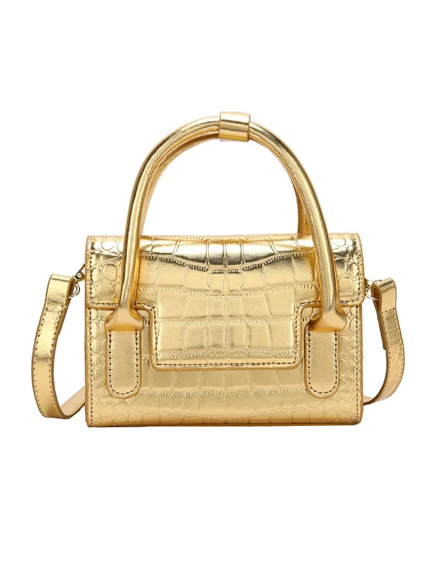 PU Pure Color Shiny  Shoulder Bag Handbag