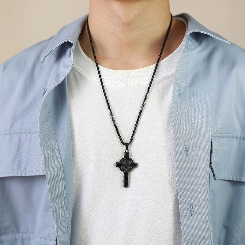 Jewelry Stainless Steel Celtic Cross Pendant Black Men's Personalized Necklace PN-1558