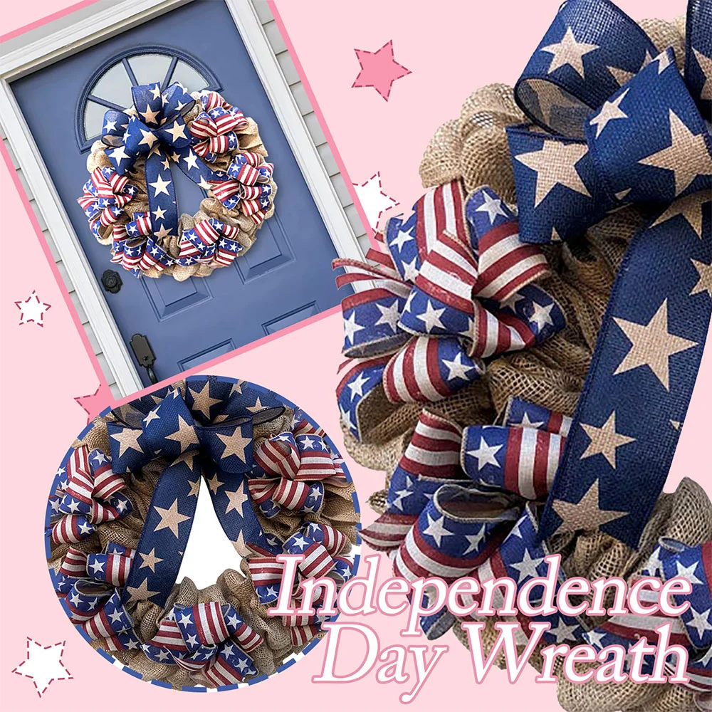 American Independence Day Rattan Simulation Wreath Ornament Door Hanging