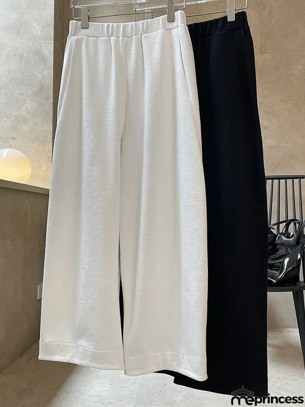 Casual Wide Leg Loose Solid Color Pants
