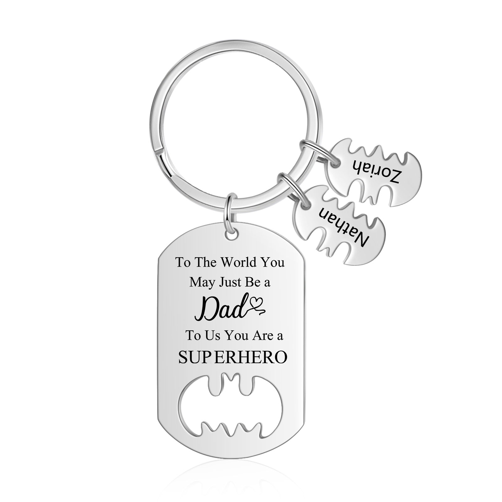 You Are A Superhero Keychain Personalised 2 Names Bat Keychain Engraved Gift for Dad/Grandpa/Grandad/Mom/Mum-Jessemade AU