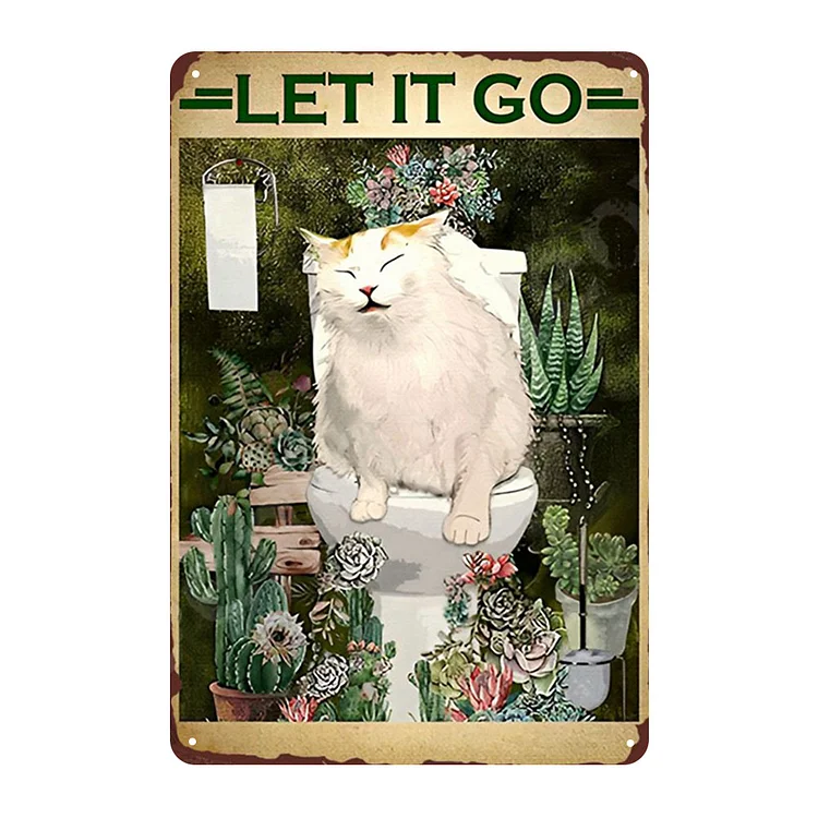 Cat let it go - enseignes en étain vintage / enseignes en bois - 7.9x11.8in & 11.8x15.7in