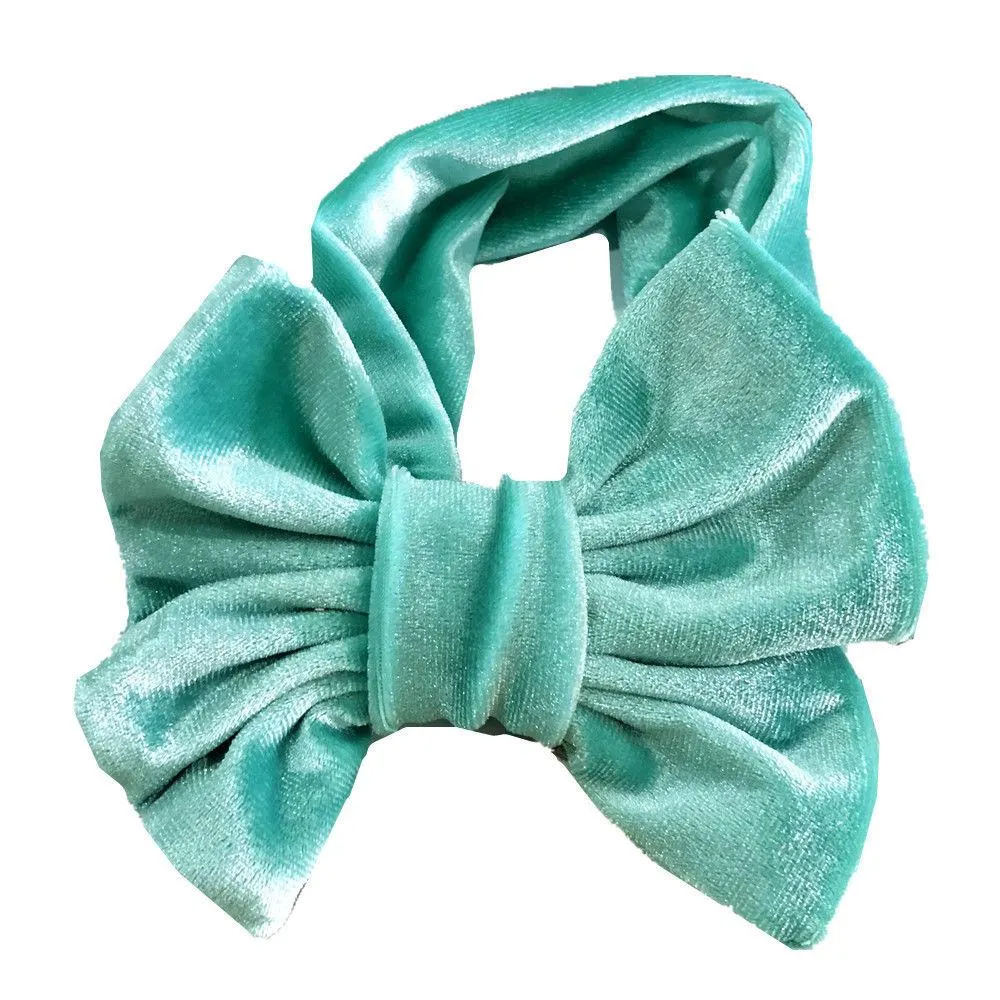 2019 Brand New Baby Toddler Kids Girls Bow Hairband Velvet Turban Knot Cotton Headband Solid Candy Color Headwear Gift 3M-12T