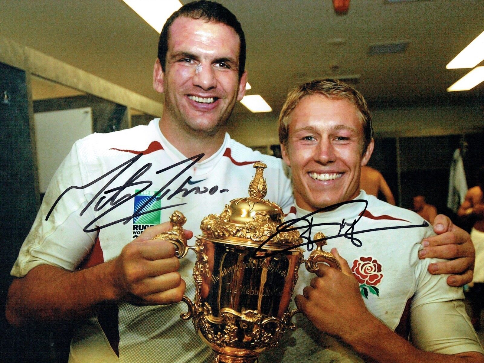 Martin JOHNSON & Jonny WILKINSON Signed Autograph 16x12 RUGBY Photo Poster painting AFTAL COA