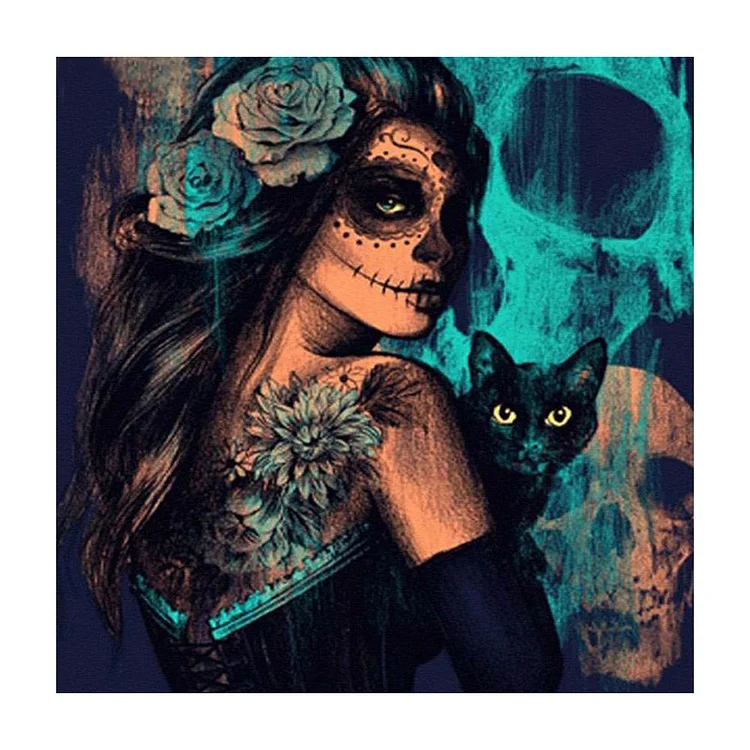 Halloween Women - 11CT 3 Strands Threads Printed Cross Stitch Kit - 40x40cm(Canvas)