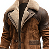Men's Vintage Brown Suede Leather Shearling Coat by Inlyline