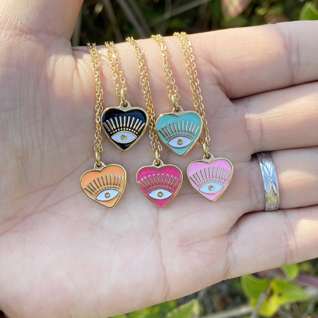 Women Eye Heart Stainless Steel Electroplating Pendants
