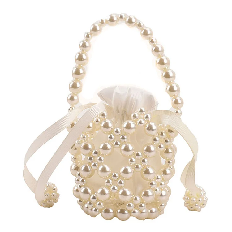 Pearl Shoulder Bag Hand Beading Wedding Handbag Party Holiday Gift (Style A)