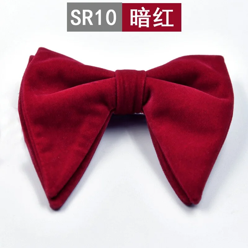New Fashion Velvet Big Bowties for Women Mens Groom Wedding Bow Tie Skinny Solid Color Gravatas Slim Black Cravat Accessories