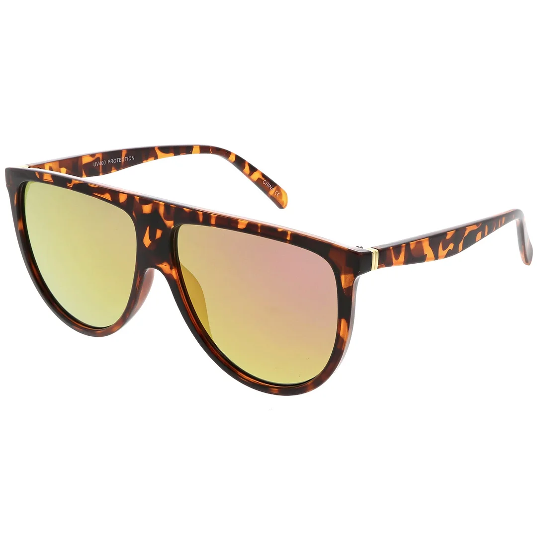 Oversize Modern Aviator glasses Flat Top Color Mirrored Lens 59mm