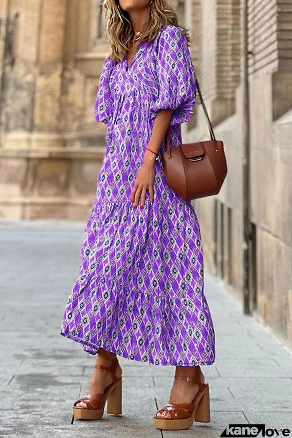 Short Sleeve Midi Bohemian Dress