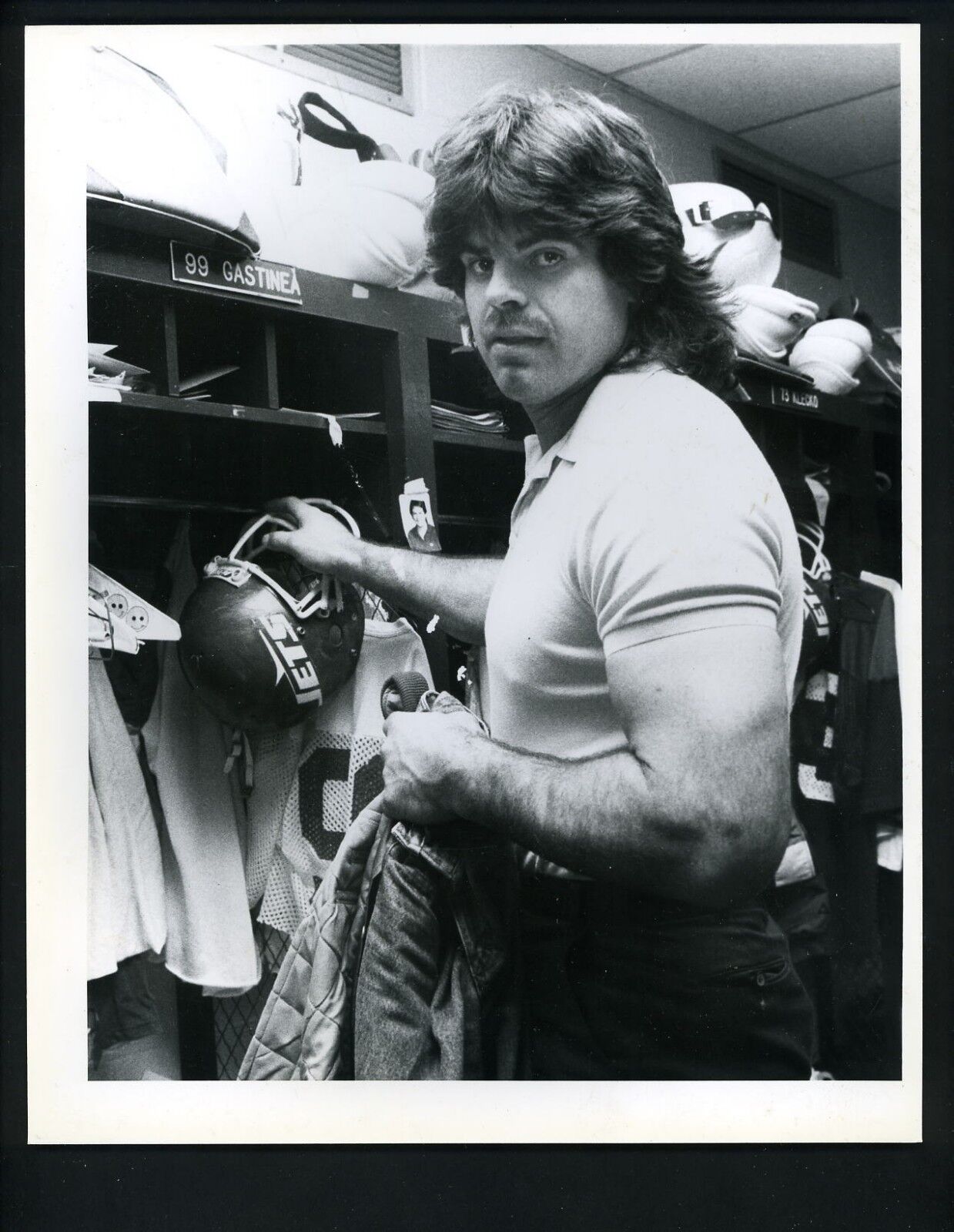 Mark Gastineau locker room 1984 Press Original Photo Poster painting by Bob Olen New York Jets