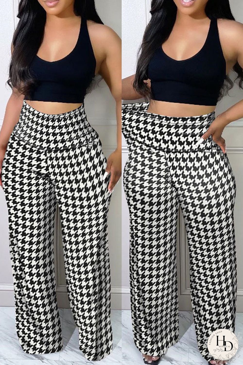 Black Sexy Casual Print Patchwork U Neck Sleeveless Two Pieces