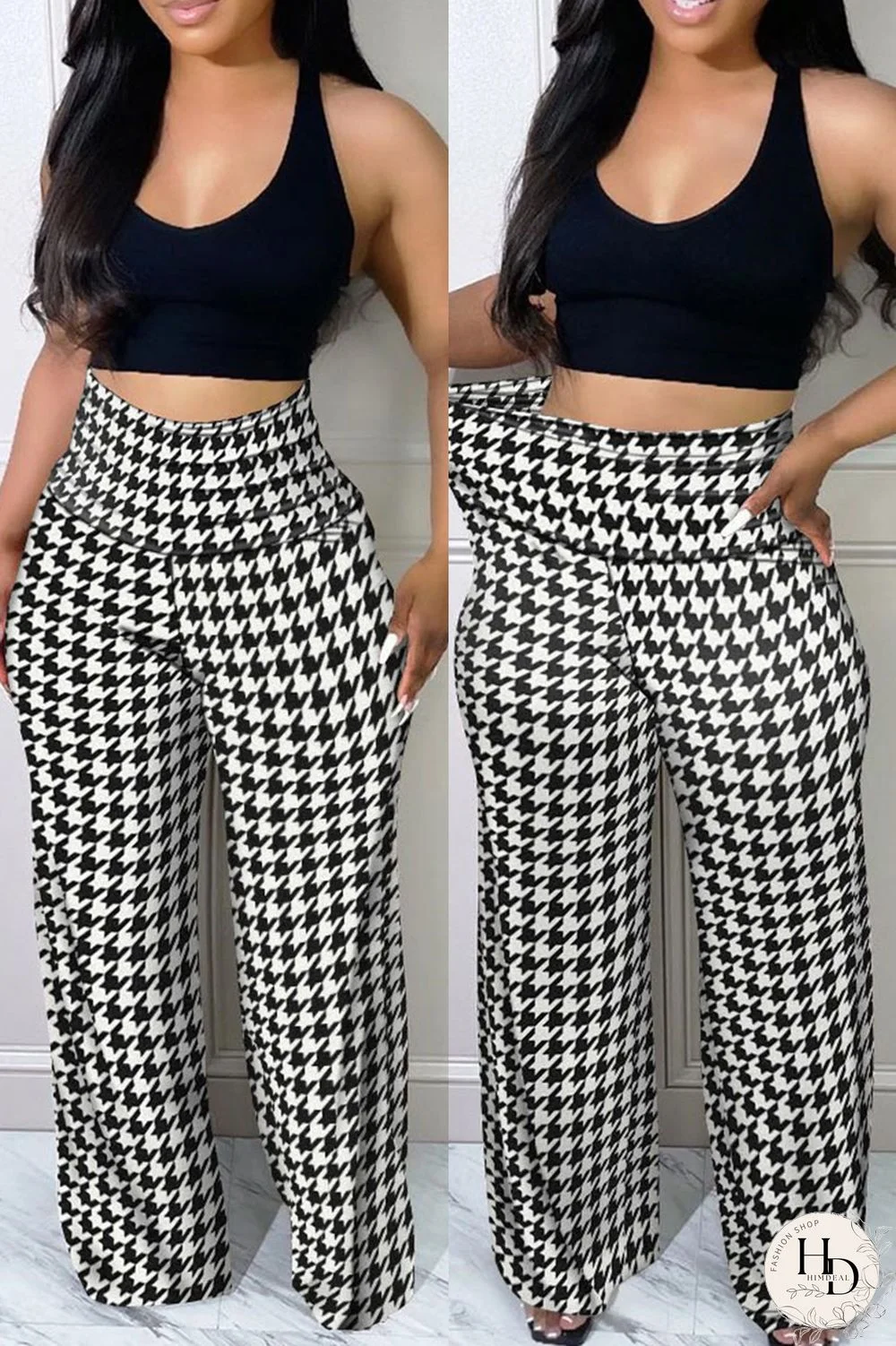 Black Sexy Casual Print Patchwork U Neck Sleeveless Two Pieces