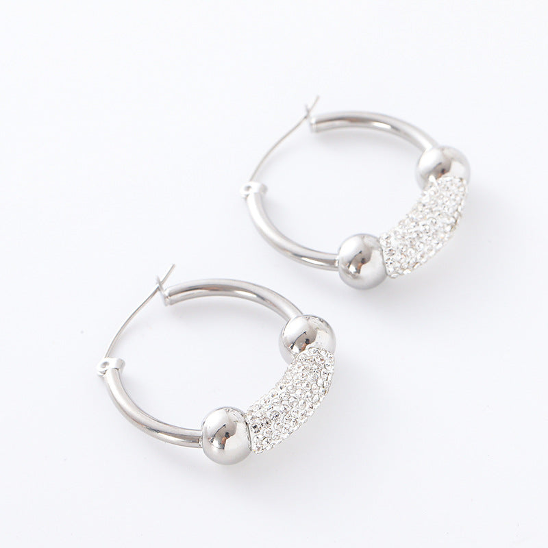 IG Style Round Geometric Stainless Steel Electroplating Stud Earrings