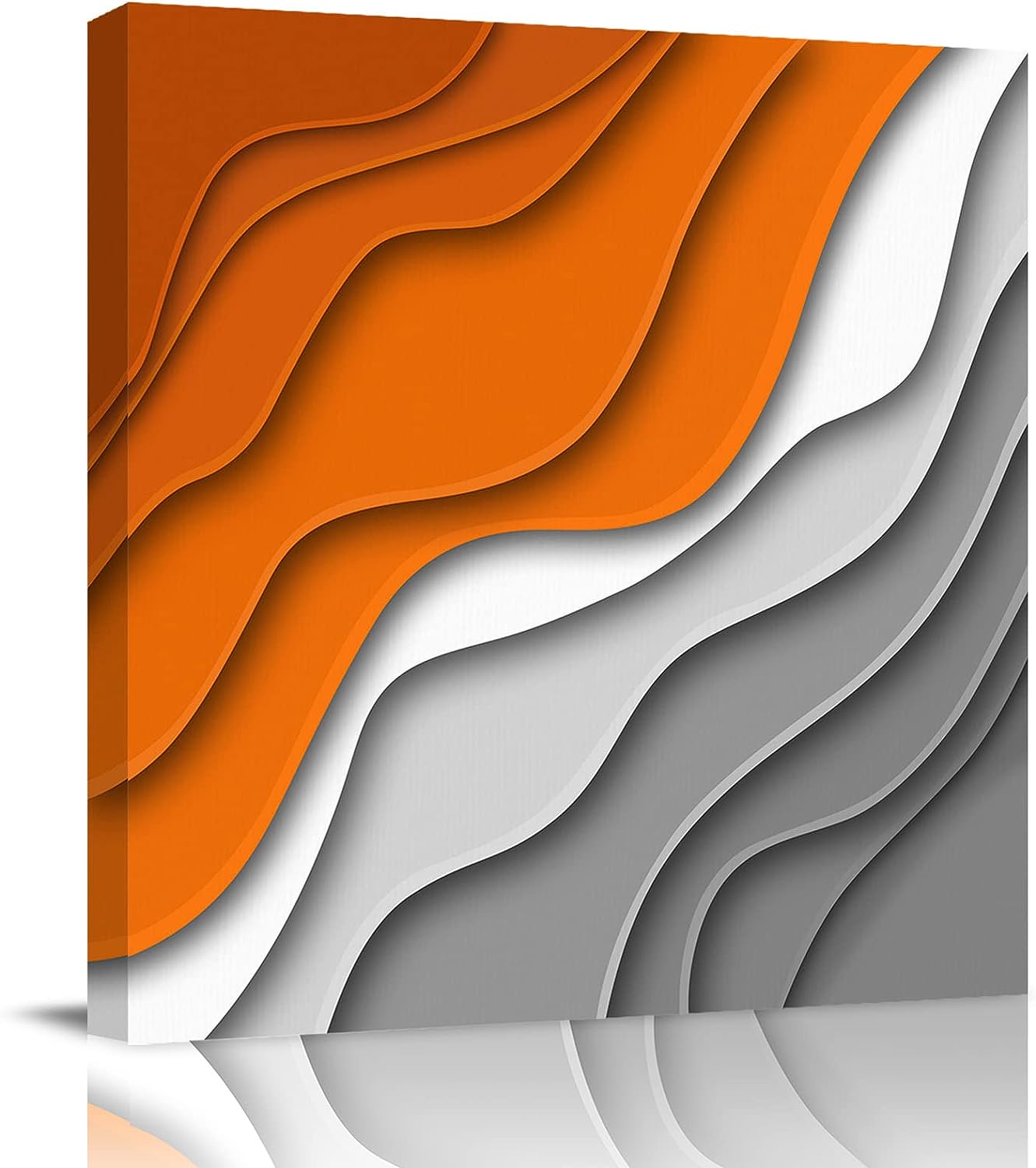 Wall Art for Bedroom Decor, Wall Decor Painting Posters for Living Room Decor Office Decor, Room Decor Aesthetic Canvas Wall Art, Orange Grey Ombre Abstract Beach Home Decor Canvas Prints, 8x8in