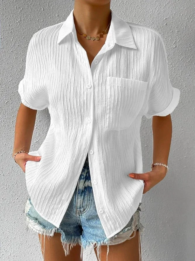 NEW🔥 2025 Women's Button Placket Casual Cotton Shirt 