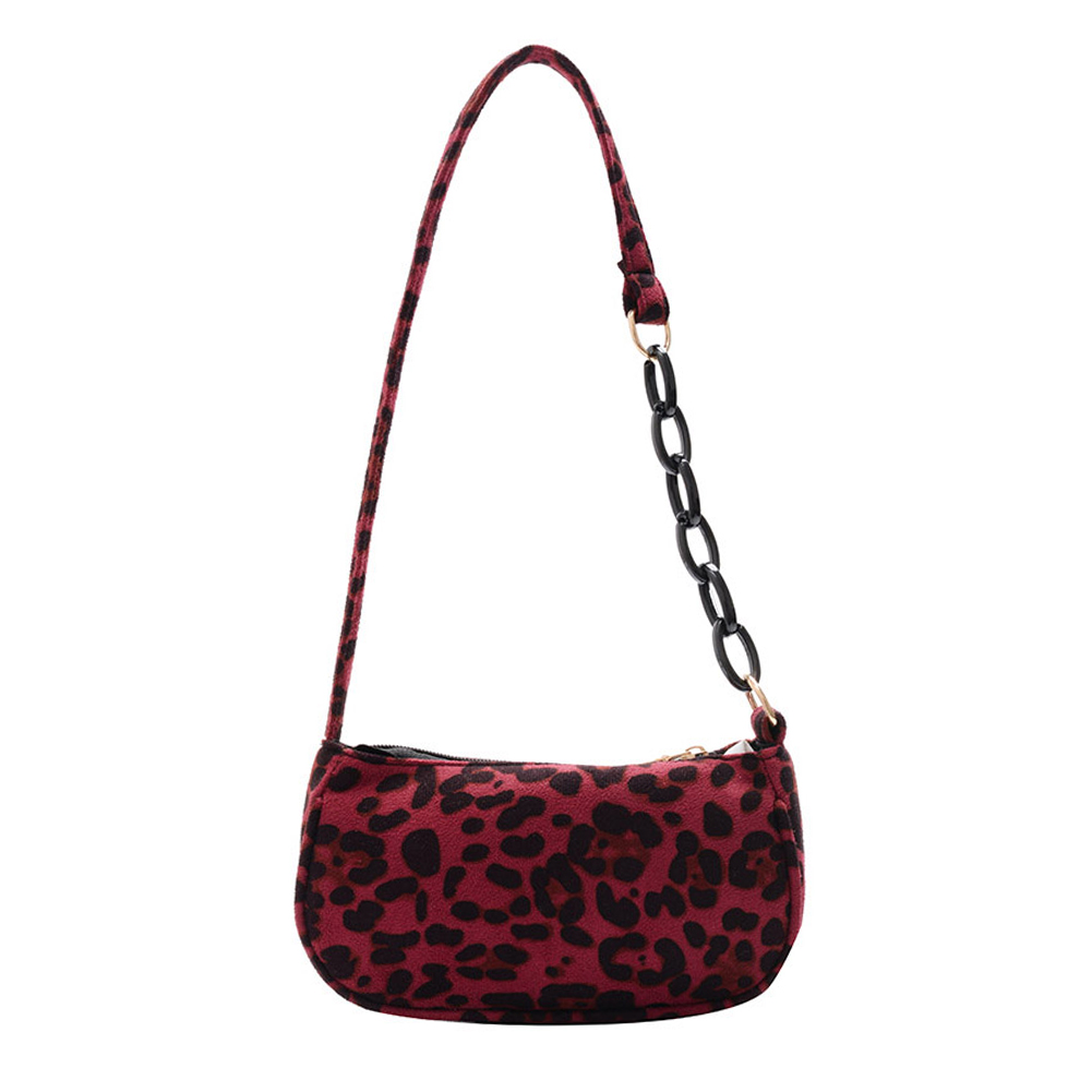 

Retro Leopard Print Shoulder Bag Fleece Handbag Animal Small Handbags, Red, 501 Original