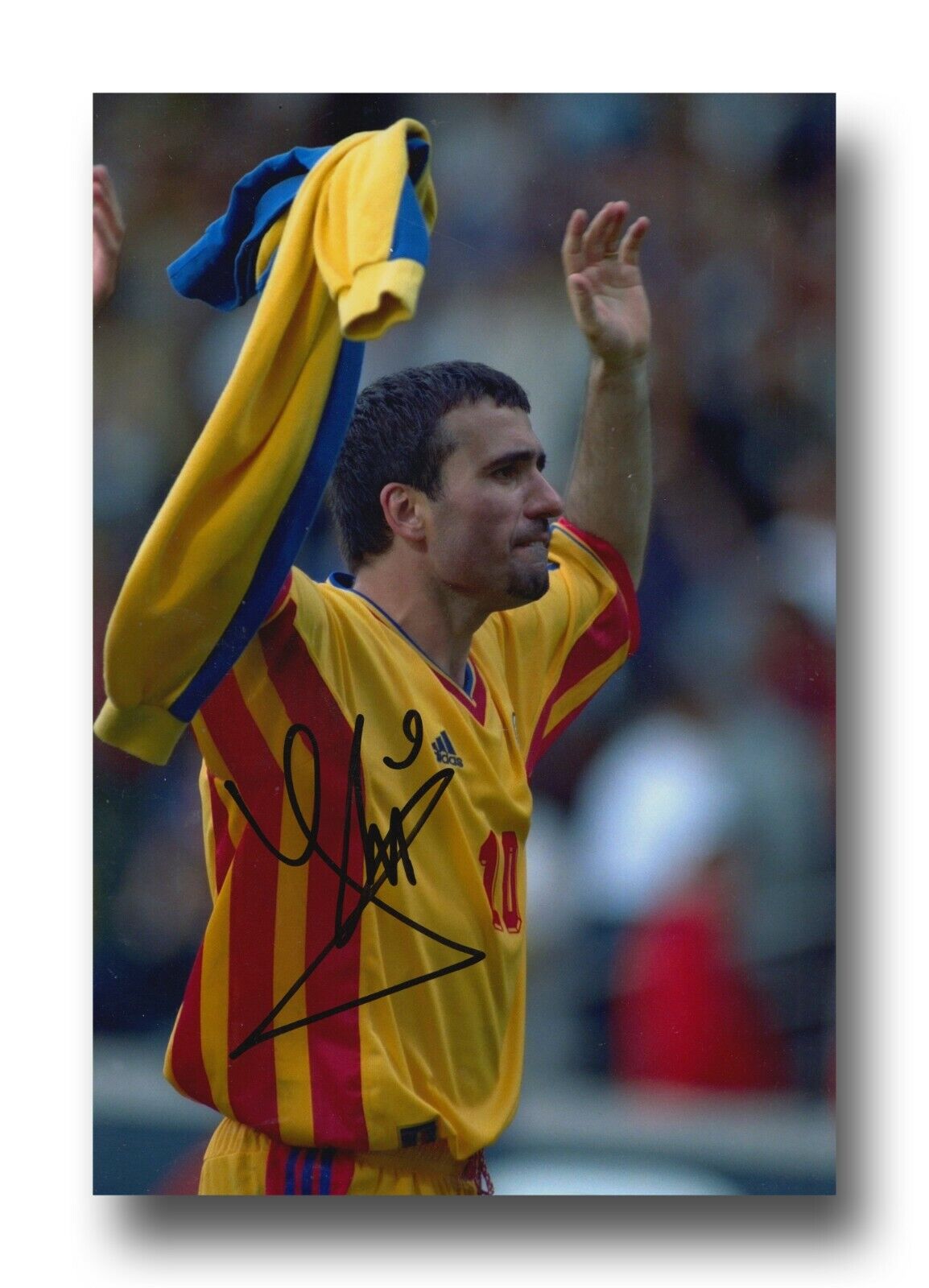 GHEORGHE HAGI HAND SIGNED 12x8 Photo Poster painting - ROMANIA - FOOTBALL AUTOGRAPH 1.