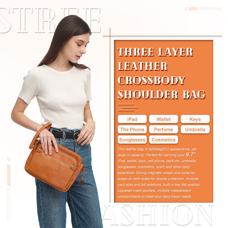 🔥Best Gift for Monther Days🔥Three-Layer Leather Crossbody Shoulder & Clutch Bag