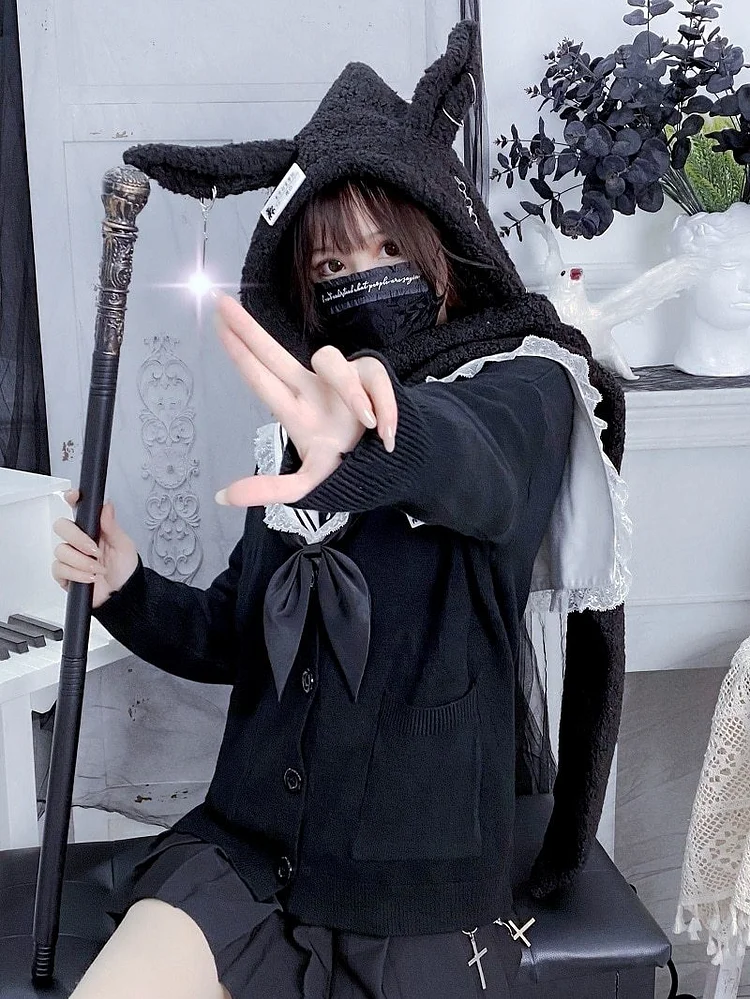 Japanese Harajuku Girls Long Rabbit Ear Winter Warm Hooded FY033