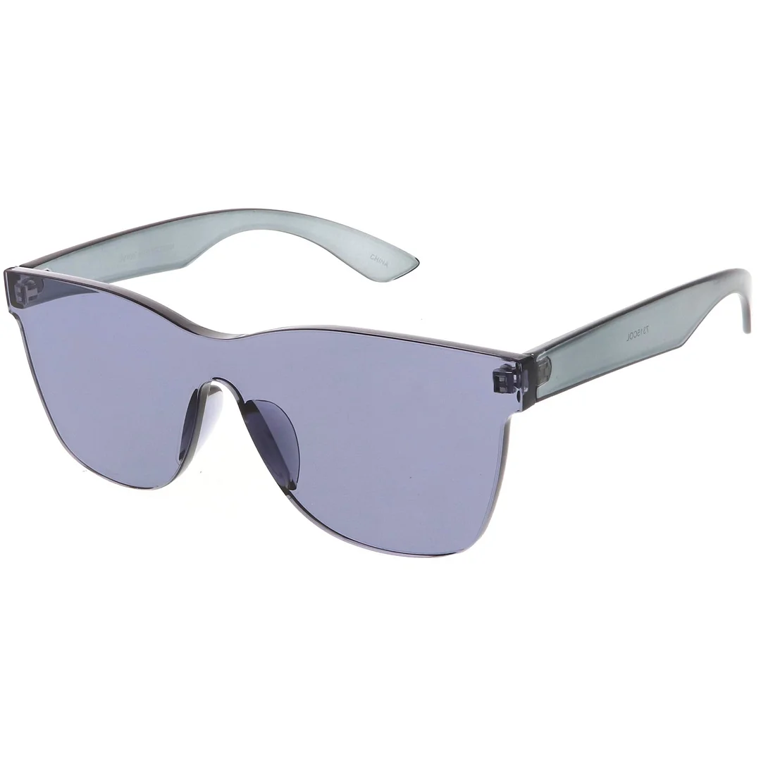 Rimless Horn Rimmed Mono Block glasses With Colorful One Piece PC Lens 68mm