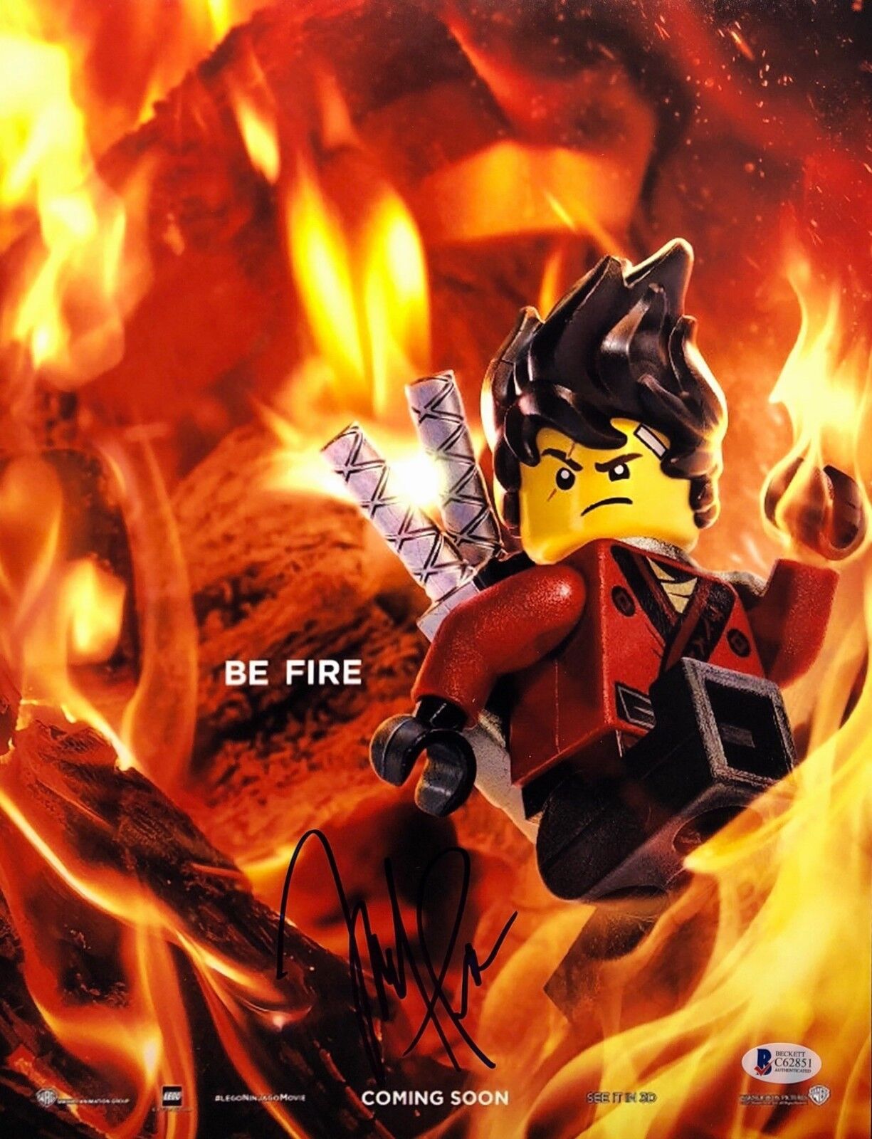 Michael Pena Signed 'Be Fire' Lego Movie 11x14 Photo Poster painting BAS Beckett C62851