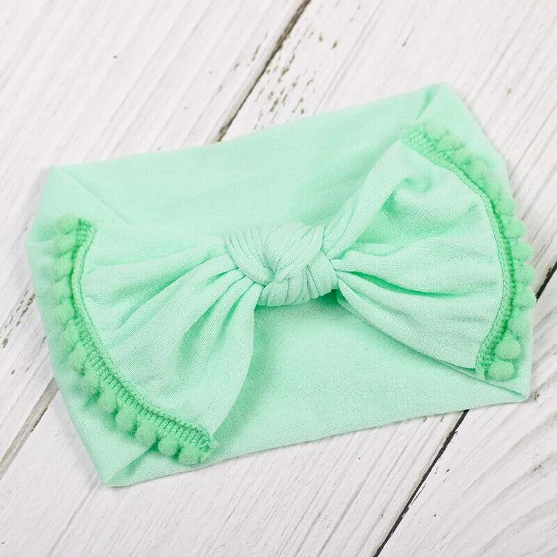 2019 Baby Accessories Kids Girls Baby Toddler Turban Knot Headband Hair Band Tassels Balls Solid Candy Color Headwear
