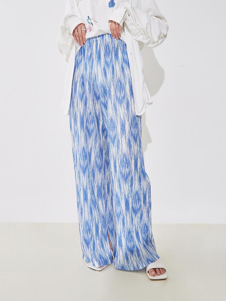  thdmladies Individually designed solid color casual wide-leg pants thedmladies