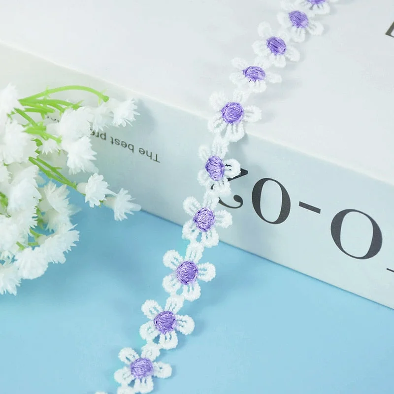 5Yards 15mm Daisy Lace Trim Flower Lace Fabric Embroidery Handmade Patchwork Ribbon Home DIY Crafts Apparel Sewing Accessories