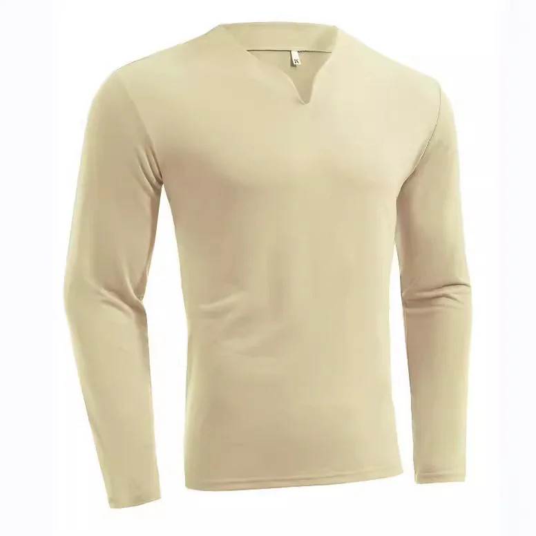 Uveng Uveng New Hot Fitness Plus-Size Sports T-Shirt Men's Elastic Comfortable Long-Sleeved Autumn V-Neck