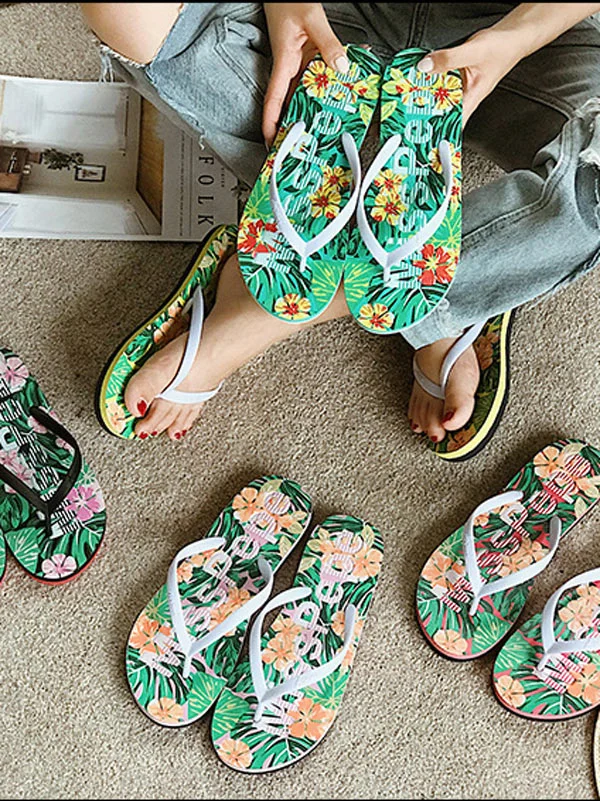 Summer Leisure Flip Flops Outdoor Wear Flat-Bottom Non-Slip Beach Shoes