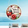 (18.5cm)DIY Acrylic Jigsaw Puzzle Window Hanging with Hanging Chain DIY Stained Glass Decoration Round Window Puzzle Decor for DIY Craft Project (Flower Ladybug)