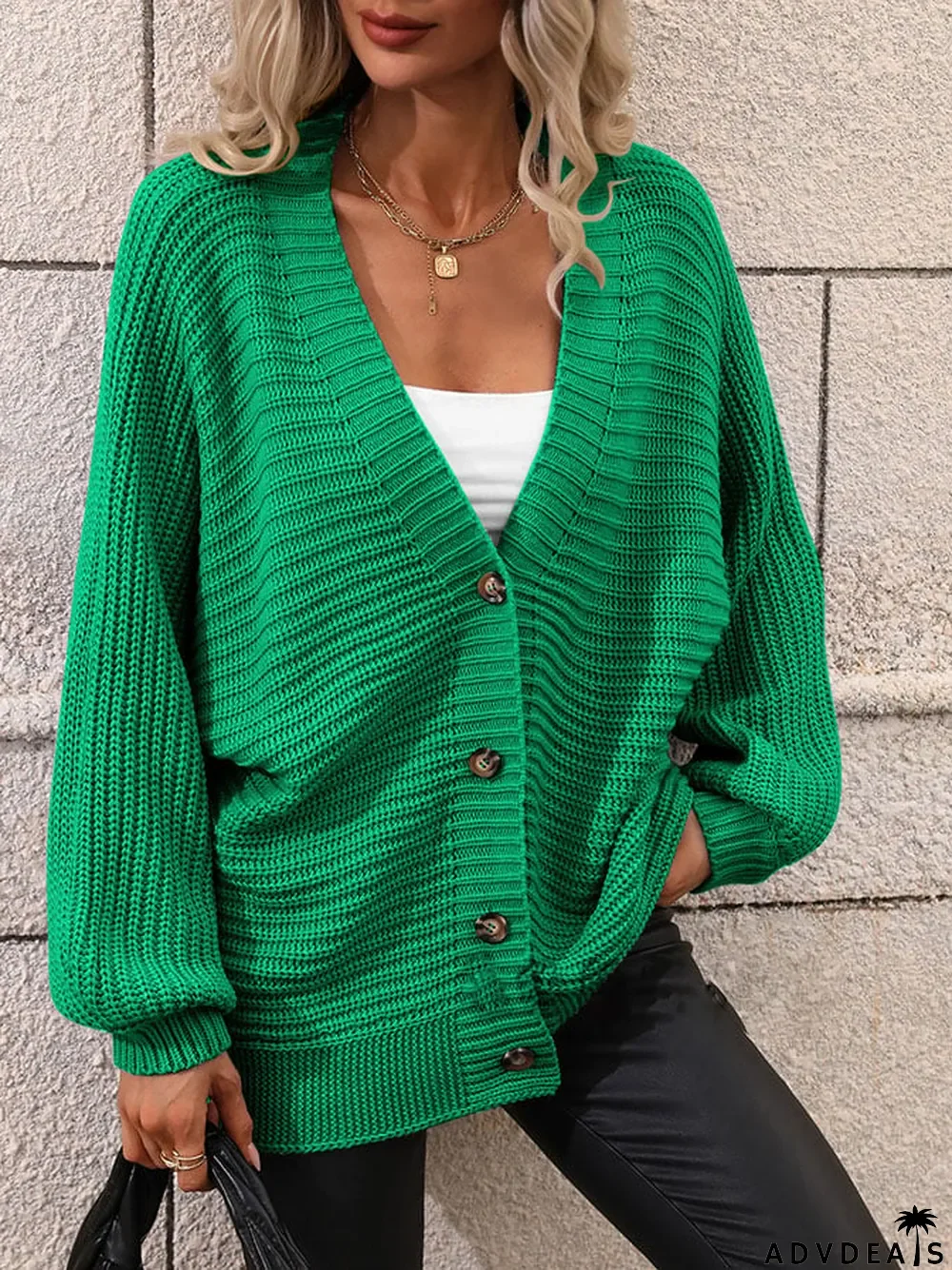 Women'S Sweater Solid Color Knitted Cardigan