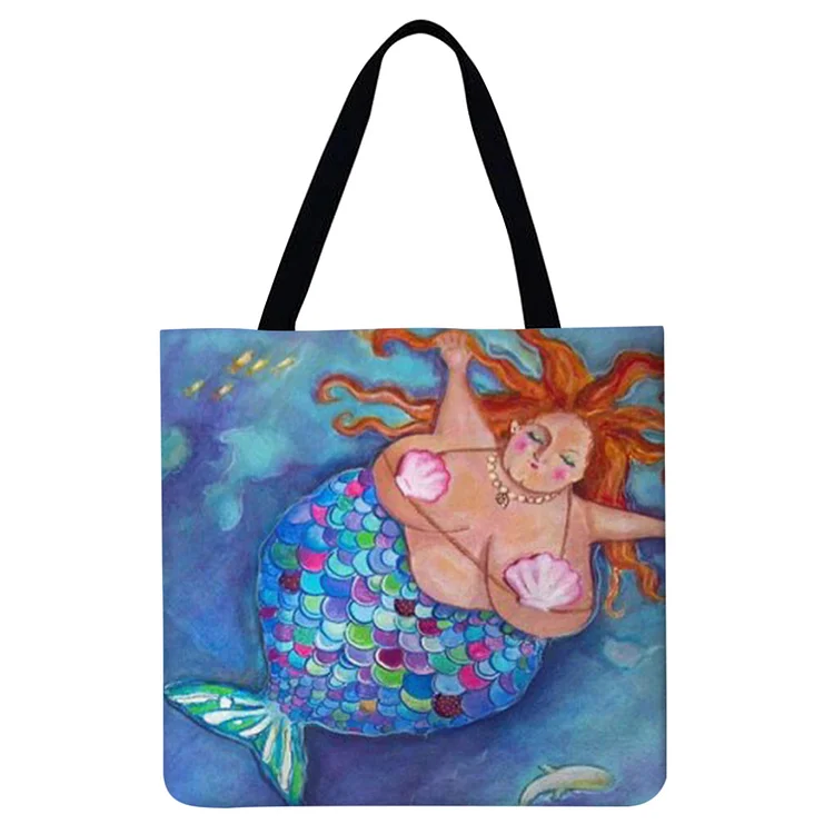 【Limited Stock Sale】Mermaid Ocean Animals - Linen Tote Bag