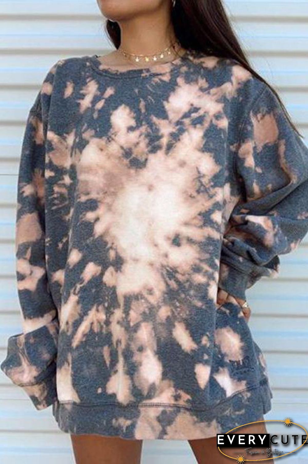 Tie-dye Print Long-sleeved Sweatshirt P15988