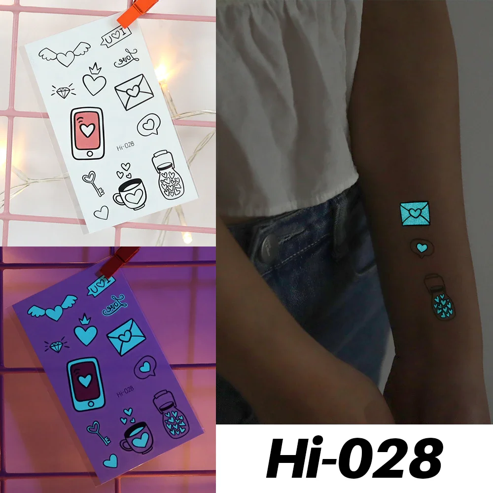 Sdrawing Luminous Tattoo Stickers Labyrinth Glowing Temporary Geometric Tattoo Waterproof Small Tatoo Body Art Fake Tattos Men Women