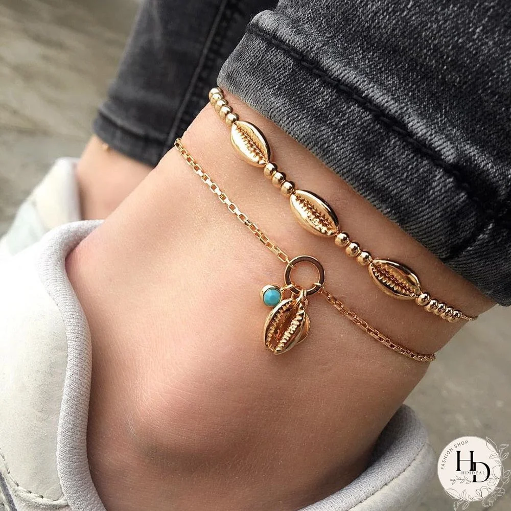 Female Bohemian Shell Heart Summer Anklets For Women Tortoise Ankle Bracelets Girls Barefoot on Leg Chain Jewelry Gift